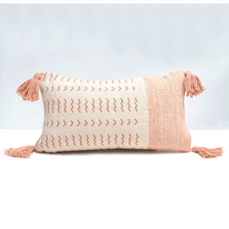 Zara Lumbar Indian Throw Pillow 12"x20" Blush Bed Bath & Beyond